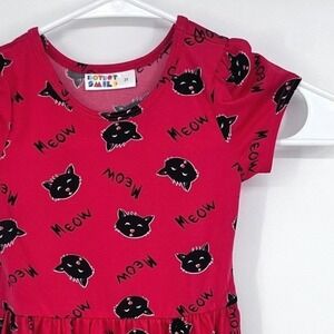 Dot Dot Smile Cat Print Dress Girls 2T Pink Meow Short Sleeve Fit & Flare